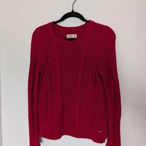 Women's Red Cable Knit Sweater
